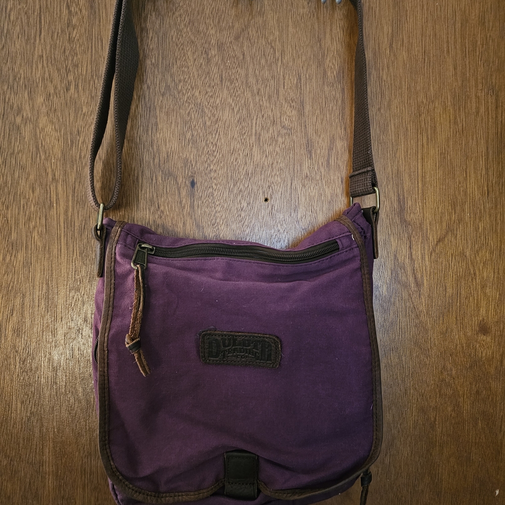 Duluth Trading Co Purple Canvas Messenger Bag